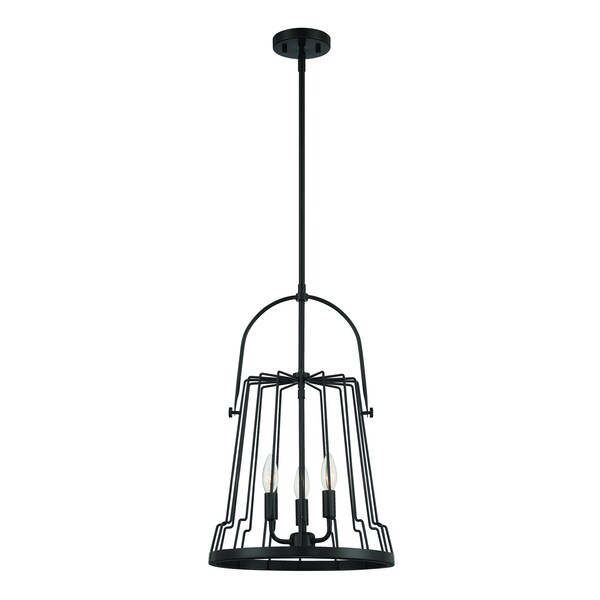 Designers Fountain Alba 3 Light Industrial Matte Black with Shades Chandelier For Dining Rooms D234C-14P-MB - main